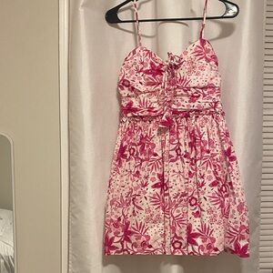 Trixxi Pink Floral Tie-Front Midi Sundress